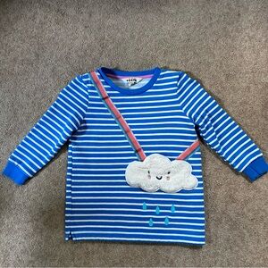 Mini Boden Kids' Faux Fur Cloud Appliqué Stripe
Tunic Top 5-6Y